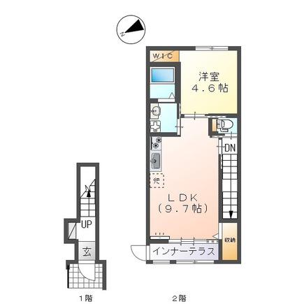 アイリスE(1LDK/2階)の間取り写真