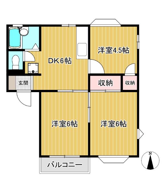 グローリィAOKI B(3DK/2階)の間取り写真