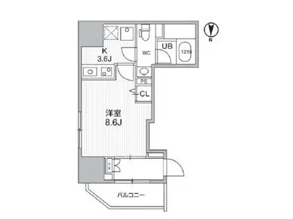 エスタート入谷I(1K/3階)の間取り写真