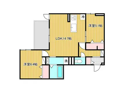 GREEN VILLAGE(2LDK/1階)の間取り写真