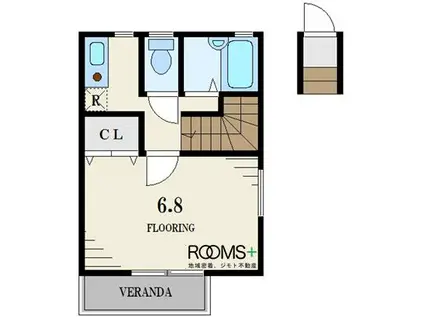 ベルメゾン松原(1K/2階)の間取り写真
