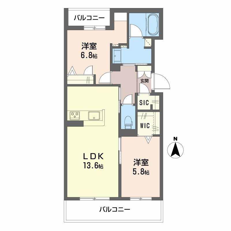 シャーメゾン大晶(2LDK/2階)の間取り写真