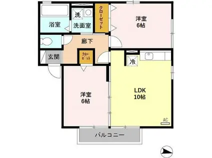 ビラ・ソレイユ(2LDK/2階)の間取り写真