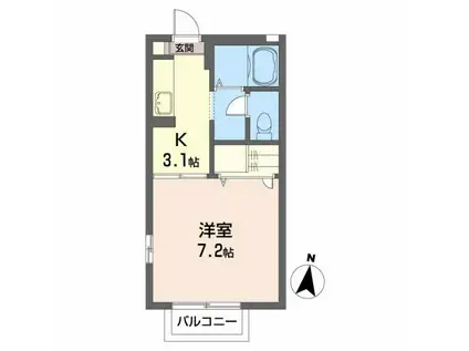 ヴィアーレ新白河(1K/2階)の間取り写真