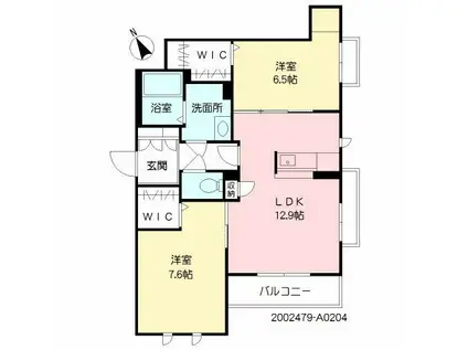 シトラスガーデンこがねまち(2LDK/2階)の間取り写真