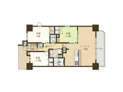 プレサンスロジェ大和田駅前(3LDK/3階)の間取り写真