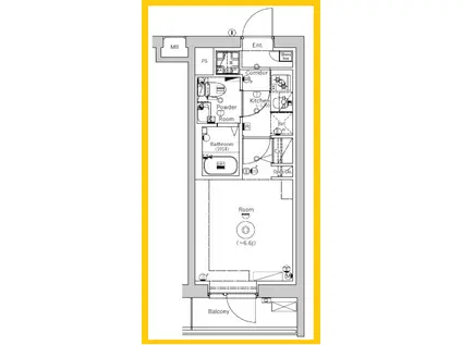シーネクス横浜新町(1K/4階)の間取り写真