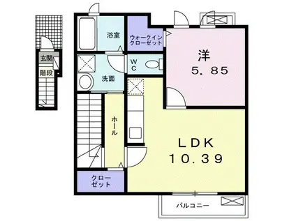 シエロ荏隈(1LDK/2階)の間取り写真