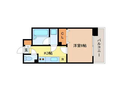 ダイアパレスステーションプラザ名取(1K/2階)の間取り写真