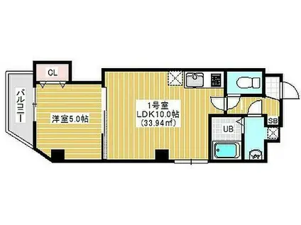 カイテキースIII(1LDK/2階)の間取り写真