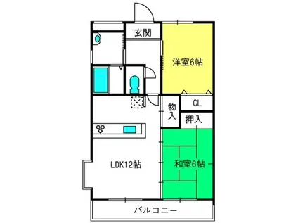 ベルメゾンカワモト2(2LDK/3階)の間取り写真
