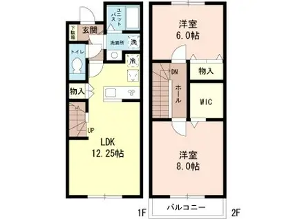 フォレスタB(2LDK/1階)の間取り写真
