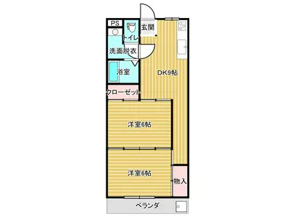 戸井第二ビル(2DK/3階)の間取り写真