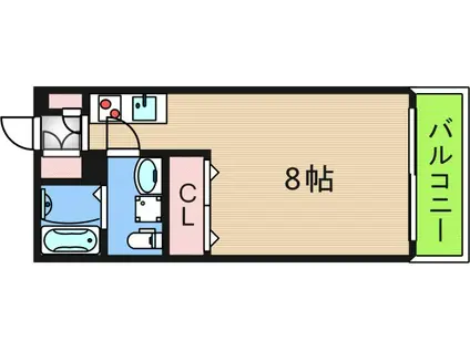 フェリオ南津守(ワンルーム/2階)の間取り写真