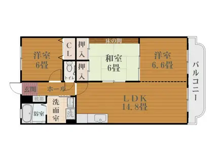 ラ・ベルテ(3LDK/2階)の間取り写真