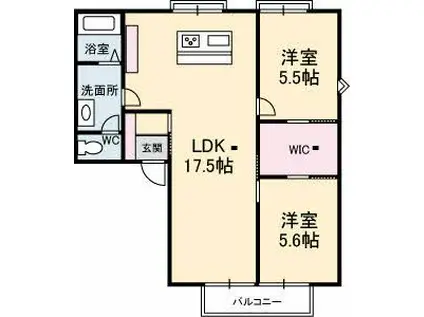 サングリーン太田D(2LDK/1階)の間取り写真