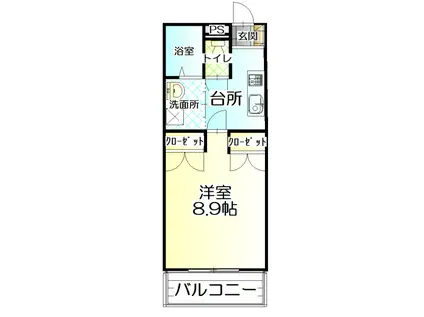 マンション ロゼ I(1K/1階)の間取り写真