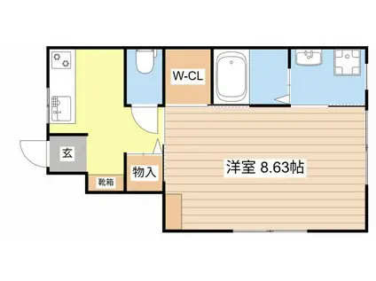 NOBLE(1K/1階)の間取り写真