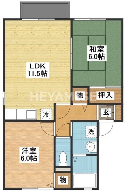 フラッツ久山(2LDK/2階)の間取り写真