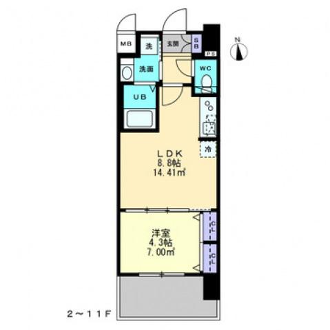 S-RESIDENCE中央町ALECTRA(1LDK/8階)の間取り写真