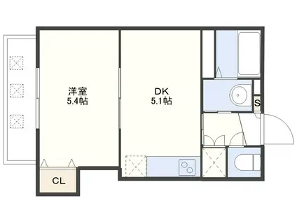 リバーサイド岩永(1DK/7階)の間取り写真