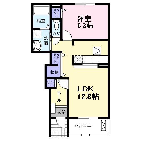 シャルムTW(1LDK/1階)の間取り写真