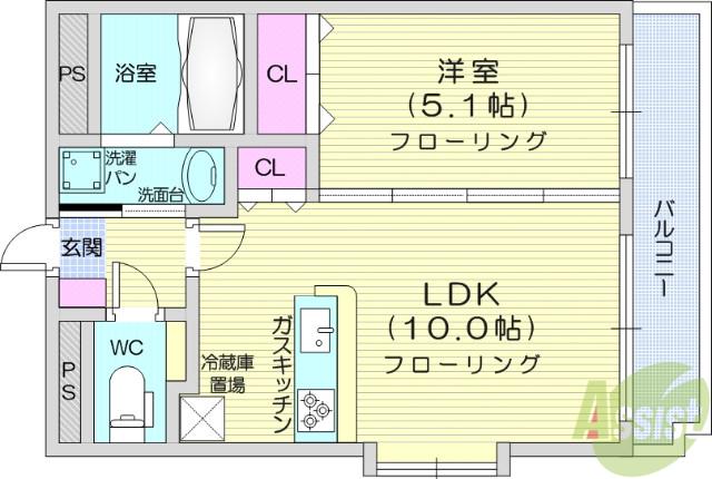 ウィステリア柏木(1LDK/1階)の間取り写真