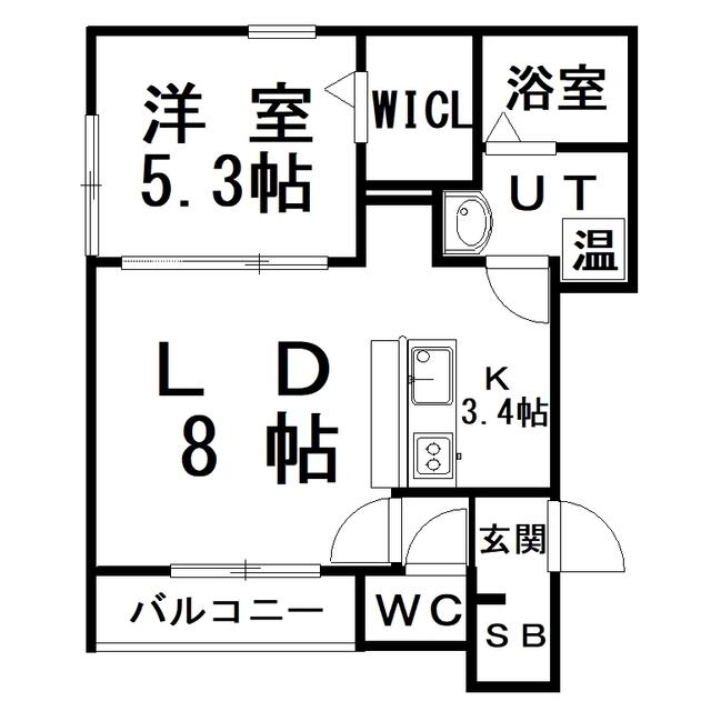アラバスタ(1LDK/1階)の間取り写真