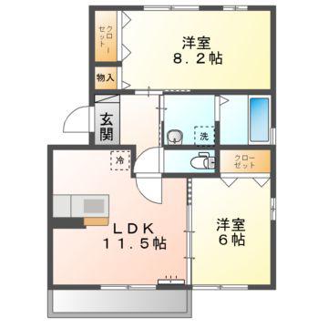 ラフィネ・小田(2LDK/3階)の間取り写真