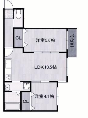 グランフォート明石城北(2LDK/2階)の間取り写真