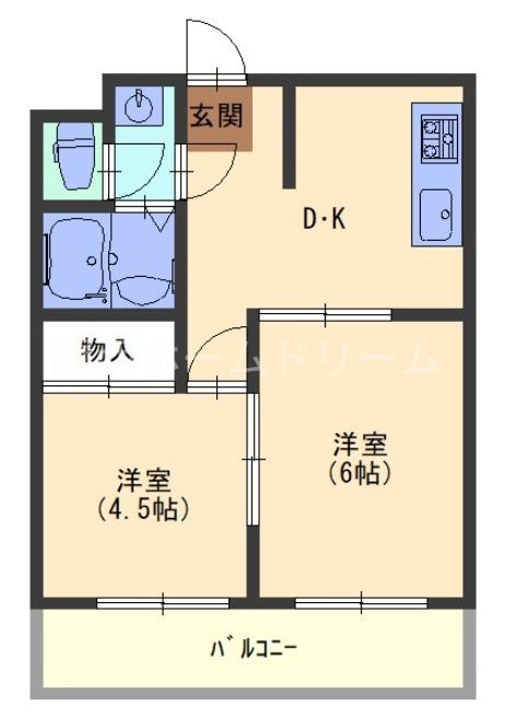 アフルエンス(2DK/5階)の間取り写真