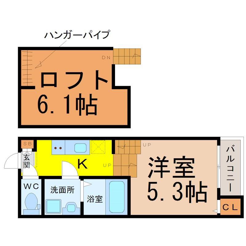 LUNA FORZA神宮西(1K/2階)の間取り写真