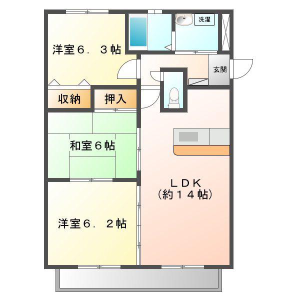 ファインパレス徳重(3LDK/3階)の間取り写真