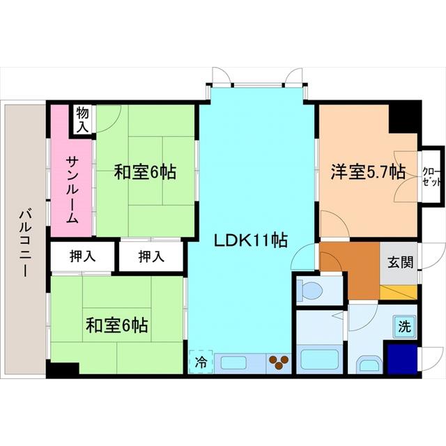 グランドハイパレス大聖寺(3LDK/4階)の間取り写真