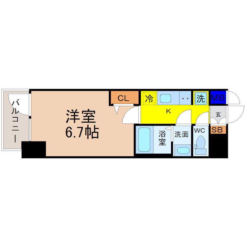 プレサンス新栄アーバンフロー(1K/13階)の間取り写真