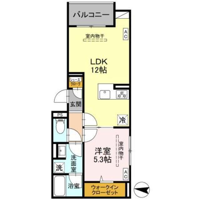 フリシュ深見(1LDK/2階)の間取り写真