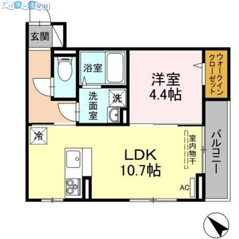 ストラスブール(1LDK/2階)の間取り写真