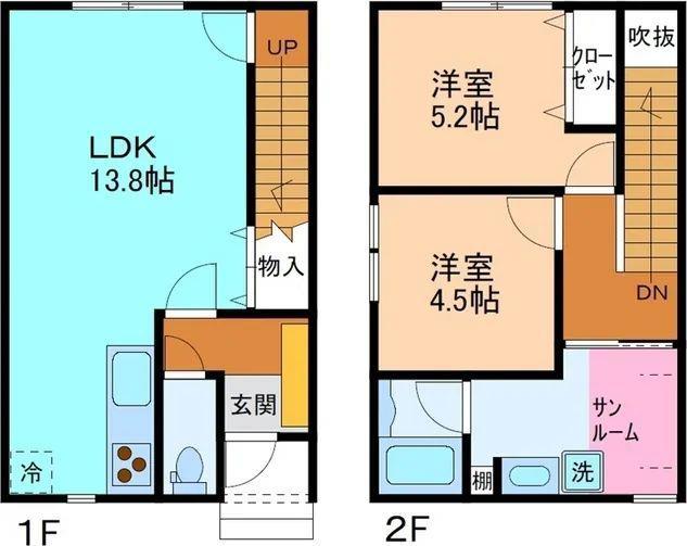 本郷町APARTMENT(2LDK/1階)の間取り写真