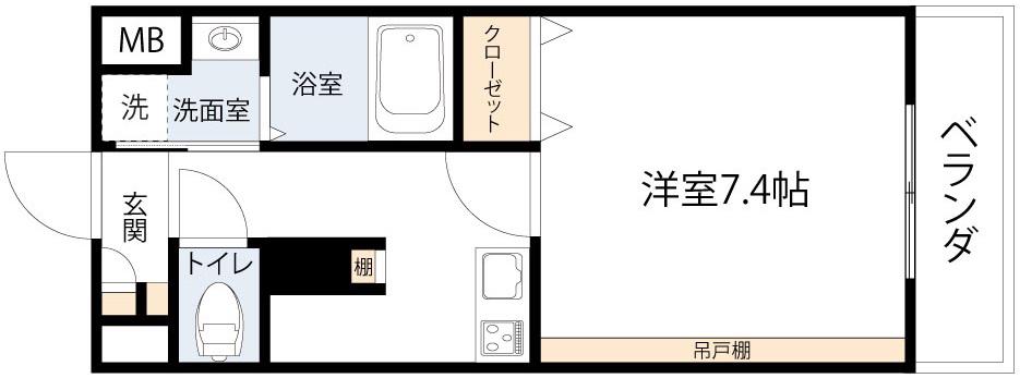 ベルエアー(1K/7階)の間取り写真