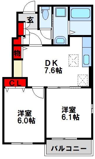 サン ヴィレッジ(2DK/1階)の間取り写真