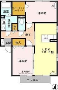 @ハウス(2LDK/2階)の間取り写真