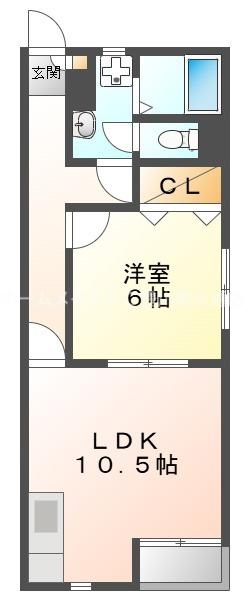 ライフイン・大草(1LDK/2階)の間取り写真