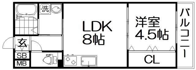 レジデンスコート橋本(1LDK/1階)の間取り写真