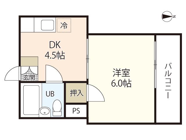 丸井ビル(1DK/4階)の間取り写真