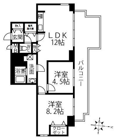 東灘レックスマンション(2LDK/5階)の間取り写真