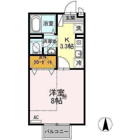 ジュネス・K(1K/2階)の間取り写真