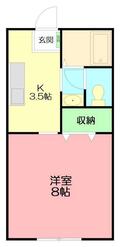 セゾンキタカド(1K/1階)の間取り写真