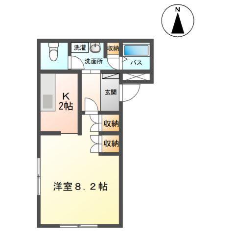 アクアス今江(1K/1階)の間取り写真