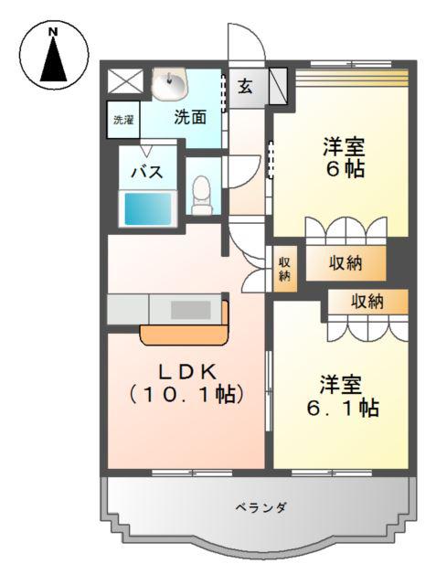 アベニール弐番館(2LDK/1階)の間取り写真