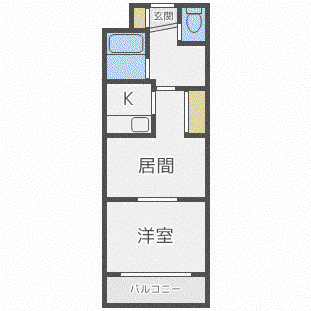 ノースパレス南郷通(1DK/4階)の間取り写真